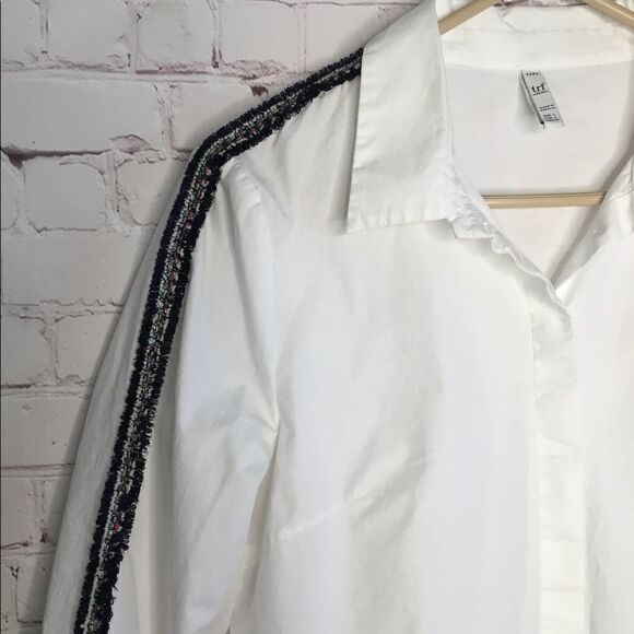 Zara Trafaluc Womens White Dress Shirt Sleeve Side Accent - Picture 3 of 16